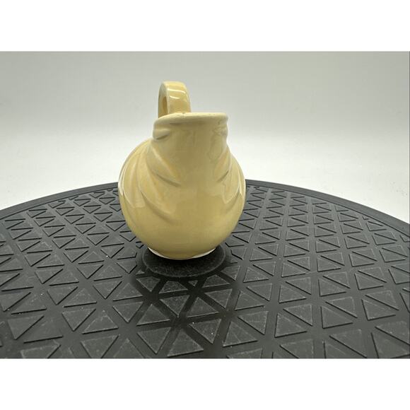 Vintage Yellow Pottery Miniature Poinsettia Pitcher Vase - Picture 2 of 7